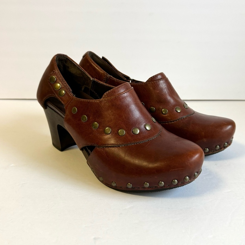 Dansko Ryder Clogs Brown Leather Comfort Shoes Studded Boho Womens 38 - Picture 2 of 10